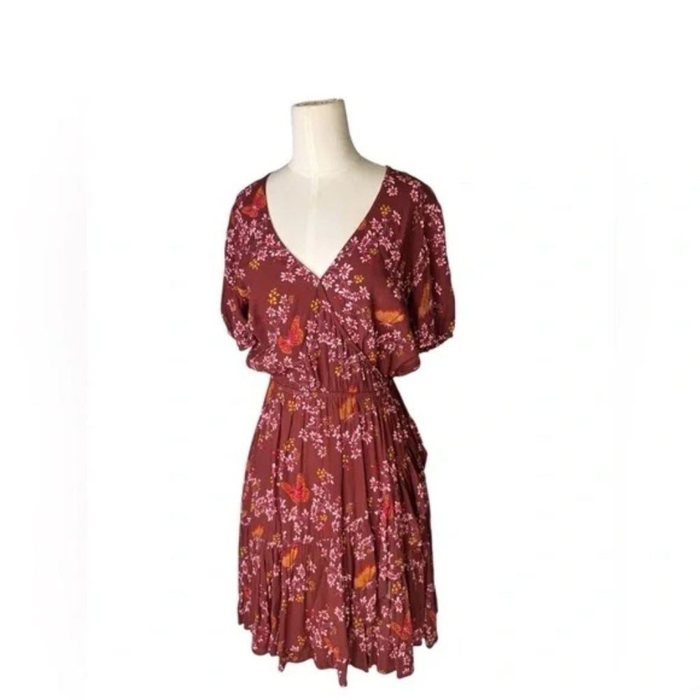 MADEWELL Ruffle Wrap Dress In Windowbox Floral & Butterfly Print Size 6 - Picture 7 of 7